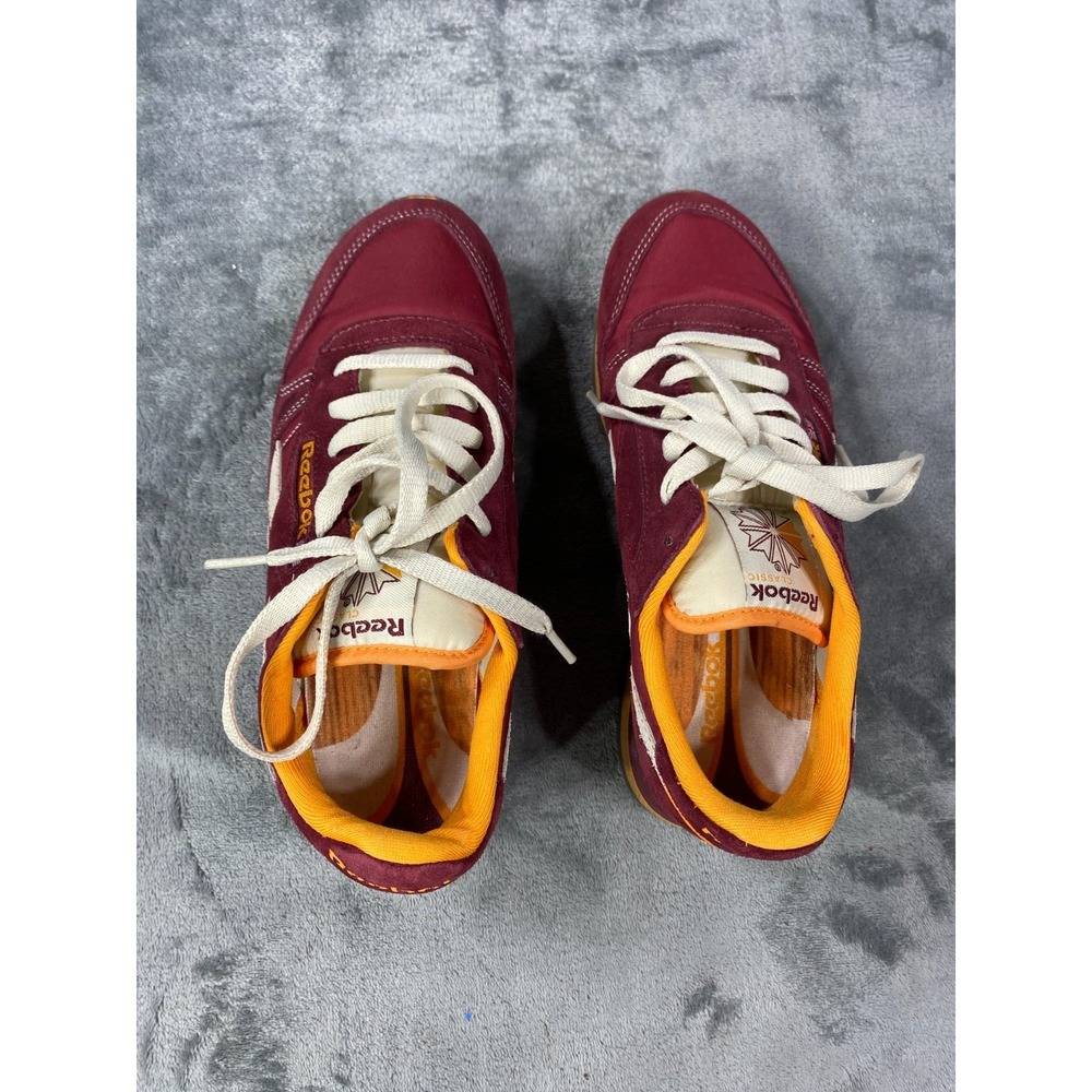 Reebok Classic Leather Suede Sneakers Women 6.5 Burgundy Retro Casual Shoes Cork - Picture 4 of 9